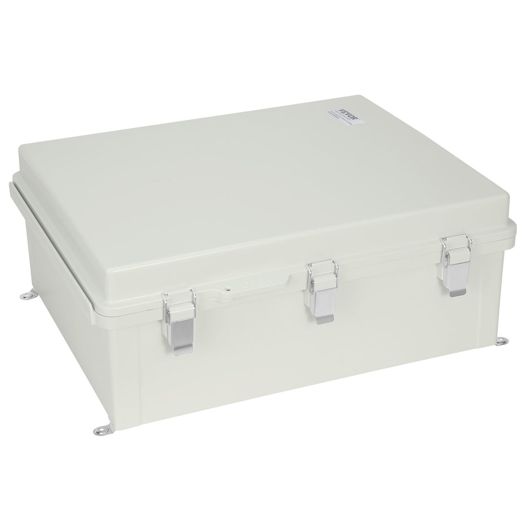 VEVOR Outdoor Electrical Junction Box, 350 x 250 x 150 mm, ABS Plastic Electrical Enclosure Box with Hinged Cover Stainless Steel Latch, IP67 Dustproof Waterproof for Outdoor Electrical Projects
