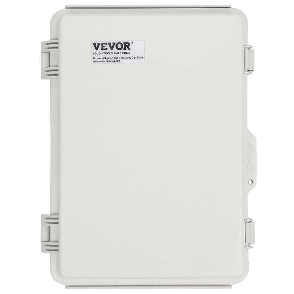 VEVOR Outdoor Electrical Junction Box, 430 x 330 x 180 mm, ABS Plastic Electrical Enclosure Box with Hinged Cover Stainless Steel Latch, IP67 Dustproof Waterproof for Outdoor Electrical Projects, 17 x 13 x 7 inch