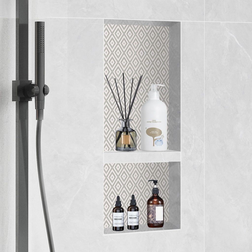 VEVOR Shower Niche Ready for Tile 40.64 x 81.28 cm, Double Shelf Organizer, Square Corners Wall-inserted Niche Recessed, Sealed Protection Modern Soap Storage Niche for Shower Bathroom, Black