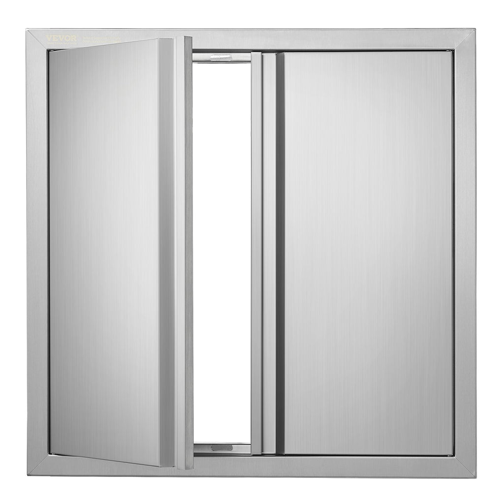 VEVOR BBQ Access Door, 610x610 mm Double Outdoor Kitchen Door, Stainless Steel Flush Mount Door, Wall Vertical Door with Recessed Handles , for BBQ Island, Grilling Station, Outside Cabinet