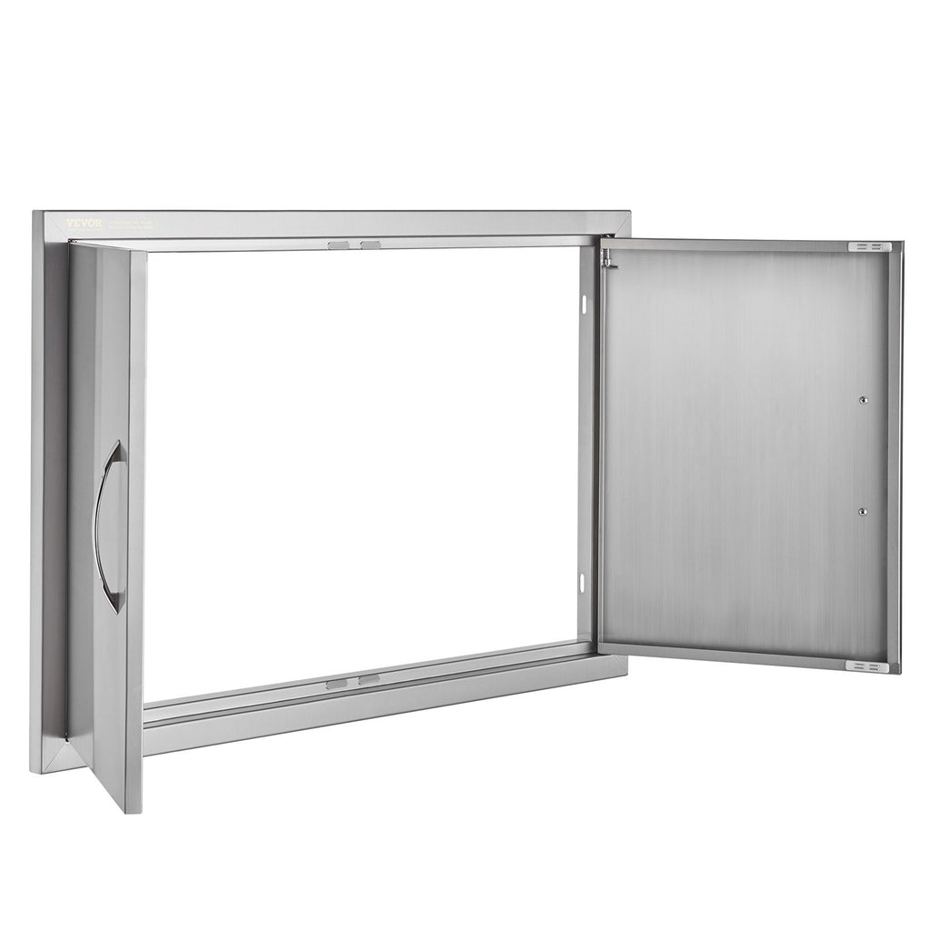 VEVOR BBQ Access Door, 838x558 mm Double Outdoor Kitchen Door, Stainless Steel Flush Mount Door, Wall Vertical Door with Handles, for BBQ Island, Grilling Station, Outside Cabinet