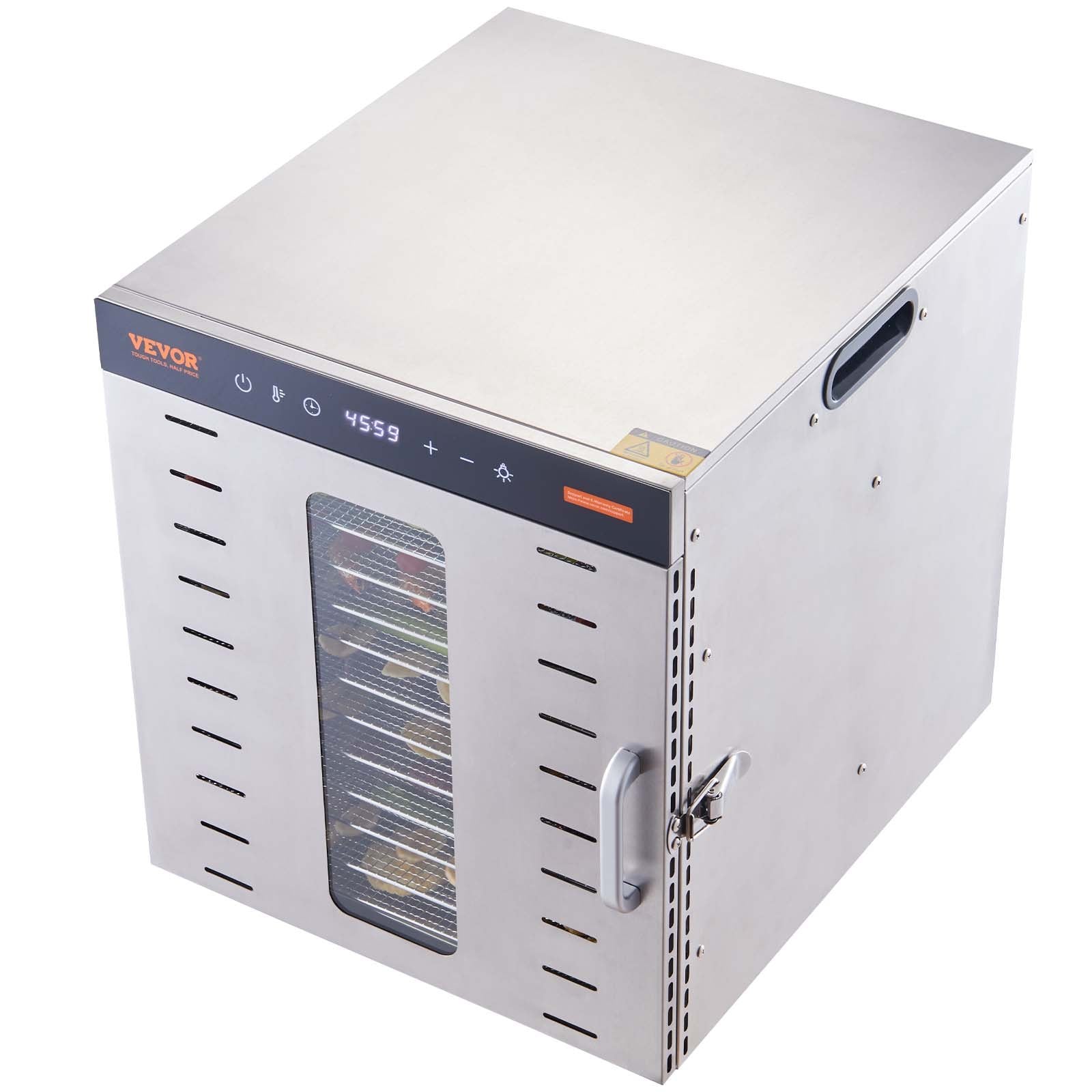 VEVOR 10 Trays Food Dehydrator Machine Stainless Steel 1000W Jerky Fruit Drying
