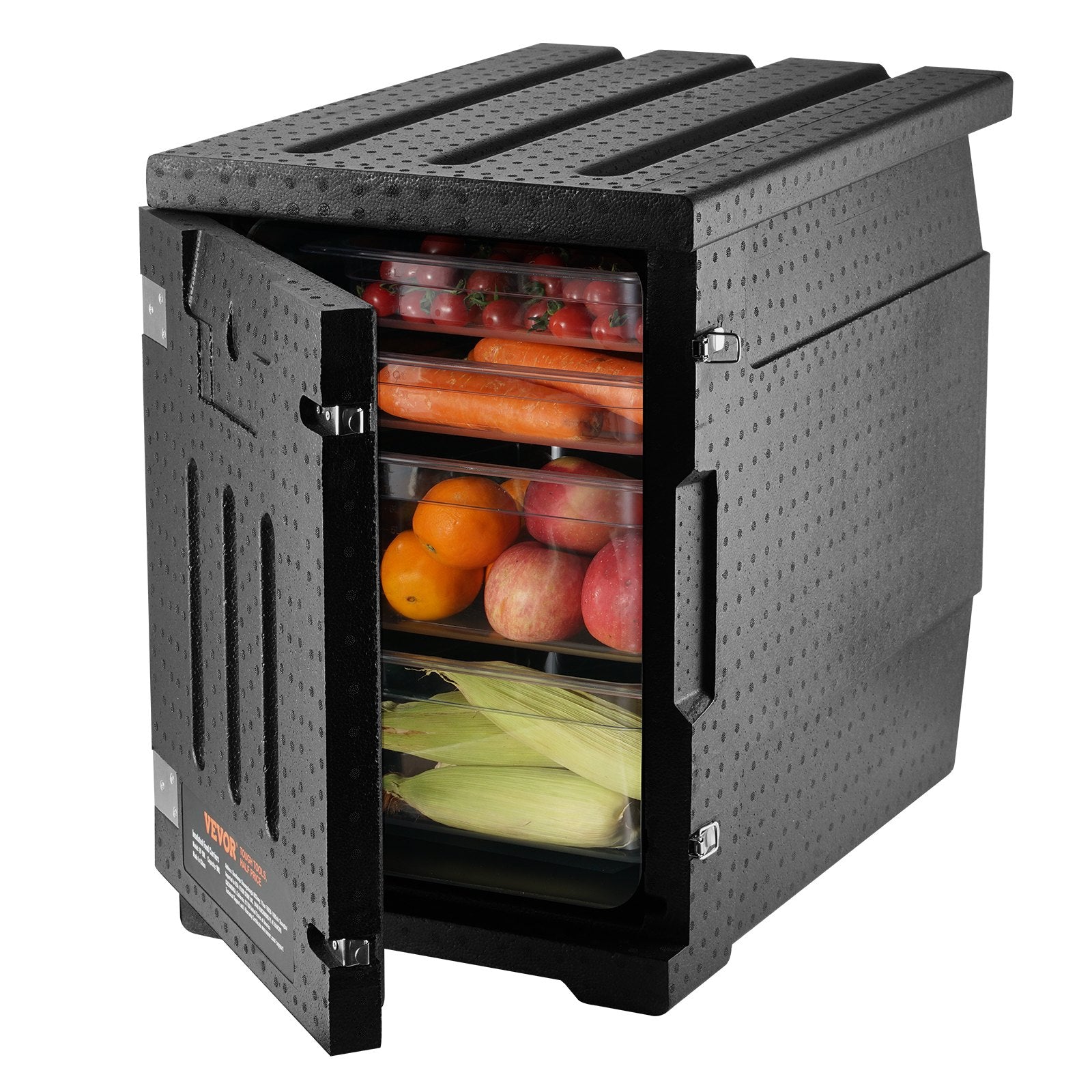 VEVOR Insulated Food Pan Carrier, 90L Hot Box for Catering, LLDPE Food Box Carrier with Double Buckles, Front Loading Food Warmer for Restaurant, Canteen, etc.