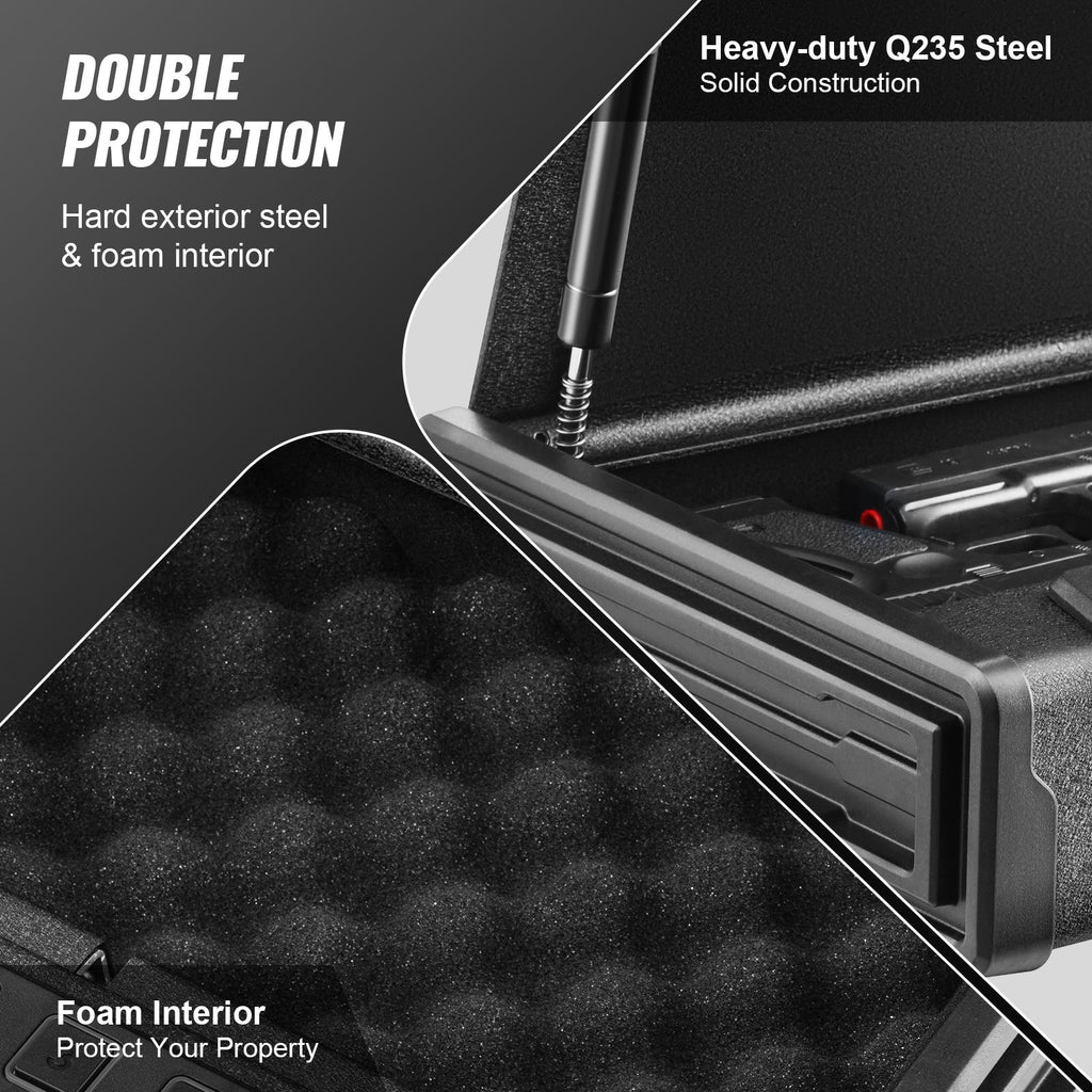 VEVOR Gun Safe for Pistols Biometric Gun Safe with 3 Access Ways for 2 Pistols