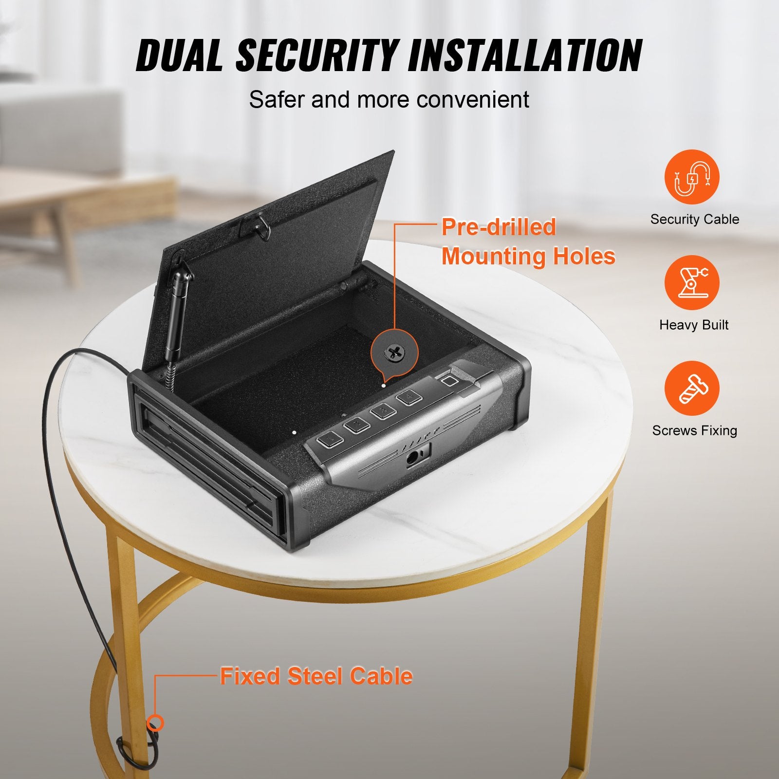 VEVOR Gun Safe for Pistols Biometric Gun Safe with 3 Access Ways for 2 Pistols