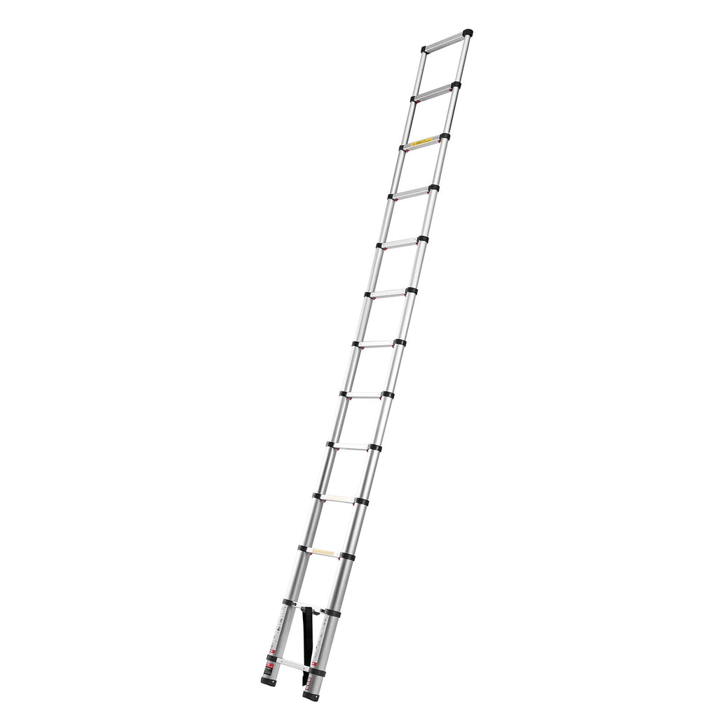VEVOR 3.8m Telescoping Ladder, Aluminum Lightweight Multi-Purpose Collapsible Extension, One-Touch Retraction Ladder, Heavy Duty 150kg Max Capacity with Non-Slip Feet, for Home, Outdoor Work, Loft