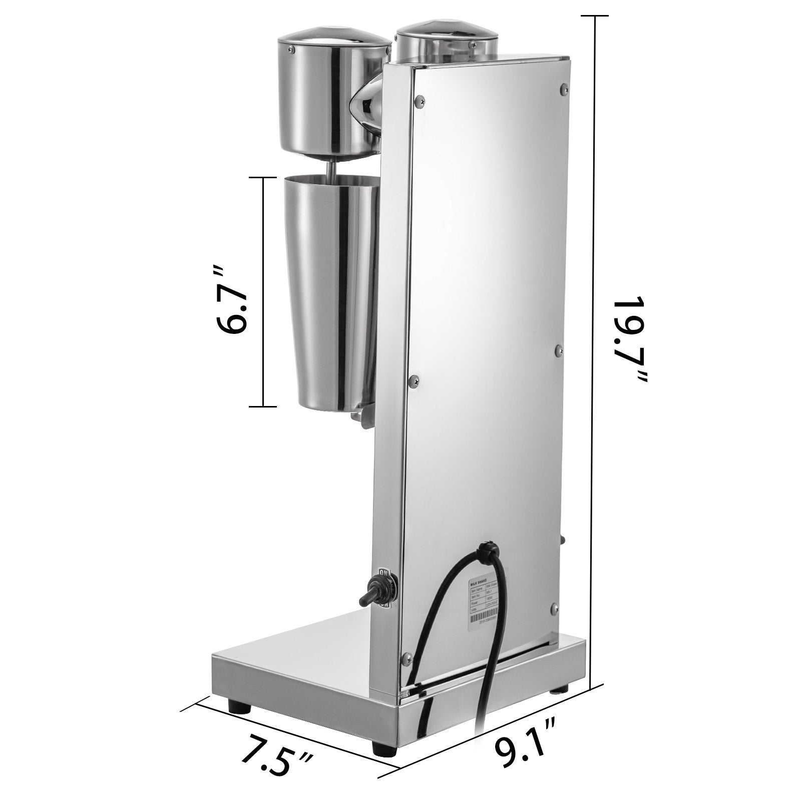 Vevor Commercial Milkshake Maker Machine Double Heads Thickshake Frother Stainless