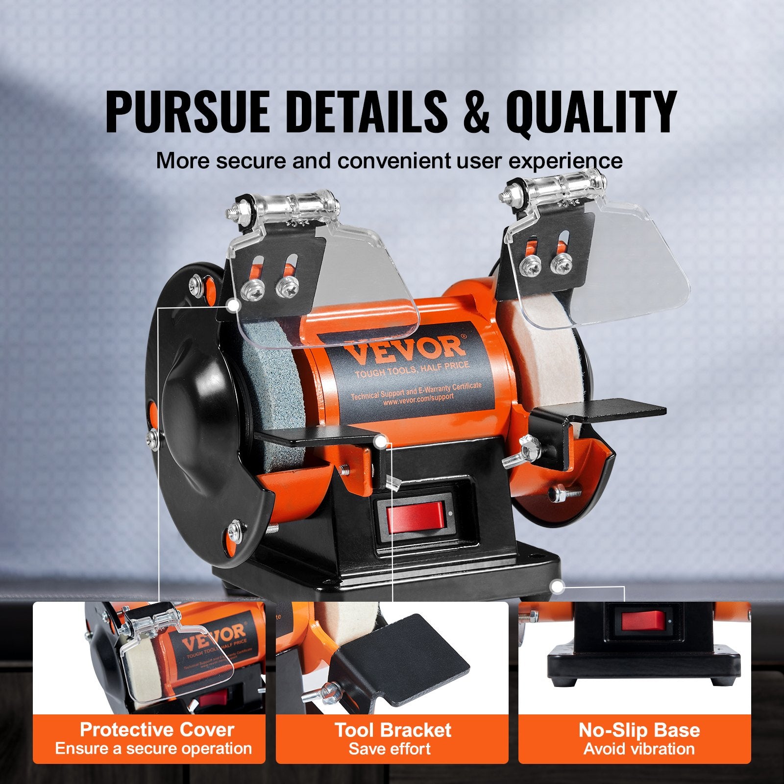 VEVOR Jewelry Polisher, Bench Grinder Polishing & Buffing Machine, 3590RPM Bench Lathe Polisher with 1 Wool Wheel & 1 Abrasive Fiber Wheel & 1 Grinding Wheel & 100pcs Tools