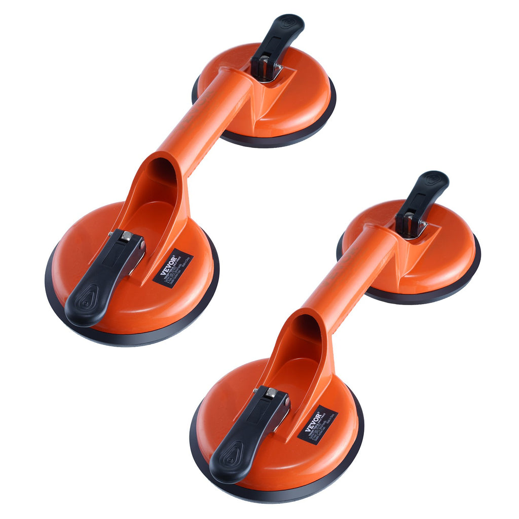 VEVOR Glass Suction Cup, 119 mm 2 Pack 150 kg Load Capacity, Vacuum Suction Cup with Aluminum Handle, Heavy Duty Industrial Suction Cup Lifter Tool for Glass, Granite, Tile, Metal, Wood Panel Lifting