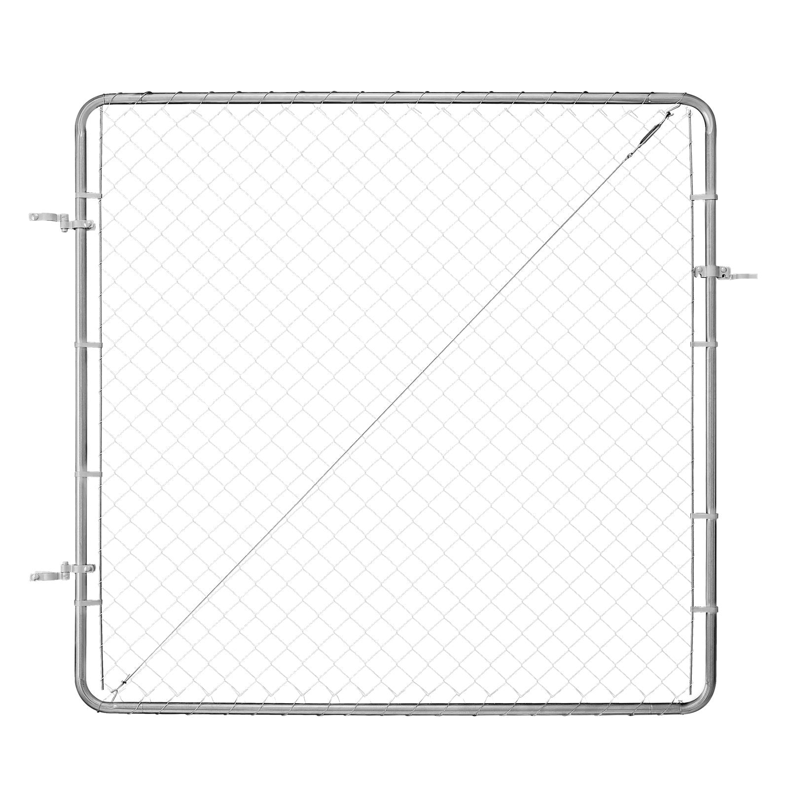 VEVOR Chain Link Fence Gate, 70 x 72 in, Adjustable Chain Link Fence Panel, Fit 3 ft (W) x 4 ft (H) Garden Fence Gate Opening, Rust-Resistant Galvanized Fencing Gate for Farm Posts Not Included