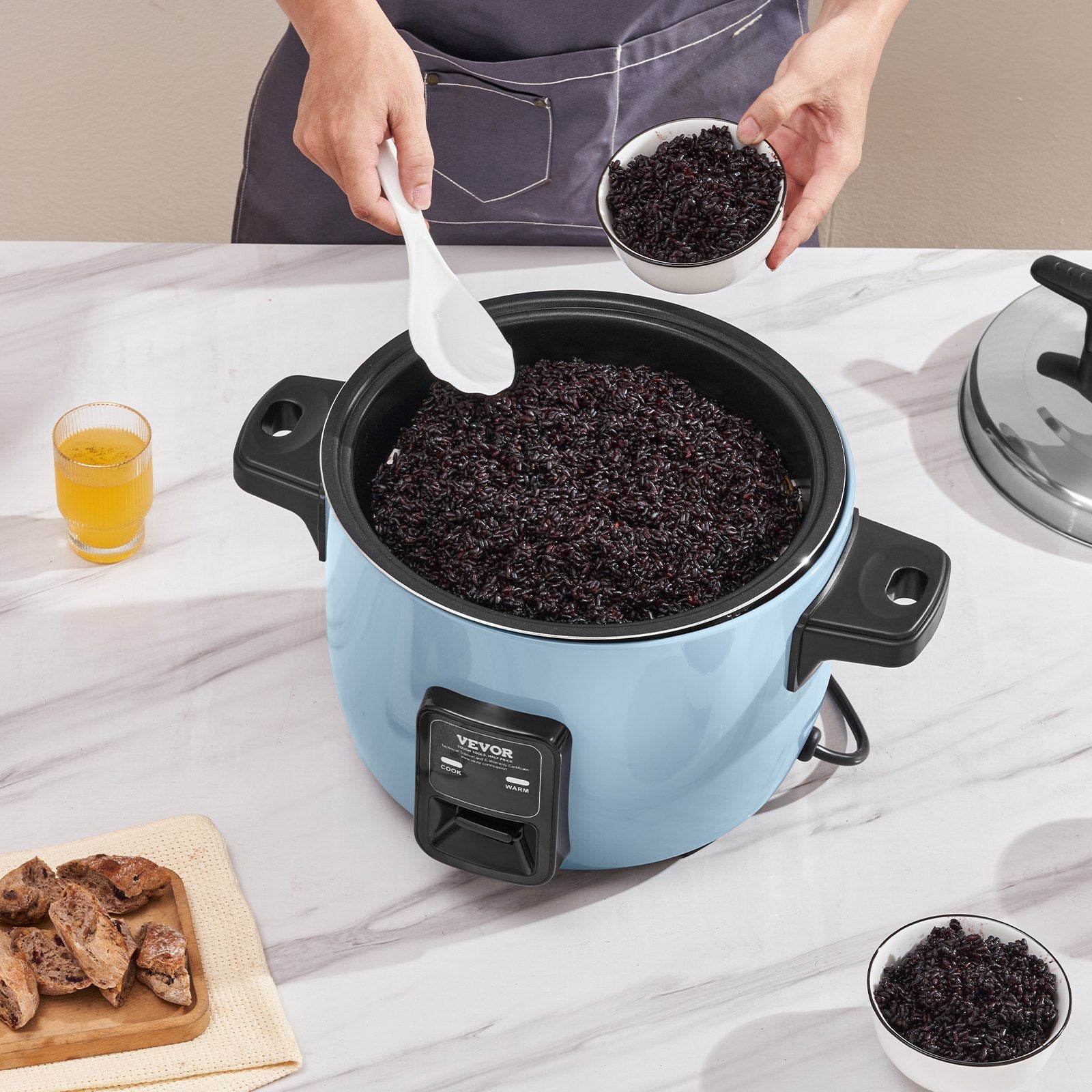 VEVOR Commercial Rice Cooker, 50-Cup Rice Cooker, 10 Liter Large Rice Cooker and Warmer with Nonstick Inner Pot, Fast Cooking and 24-Hour Keep Warm, with Rice Cup and Paddle, for Restaurant