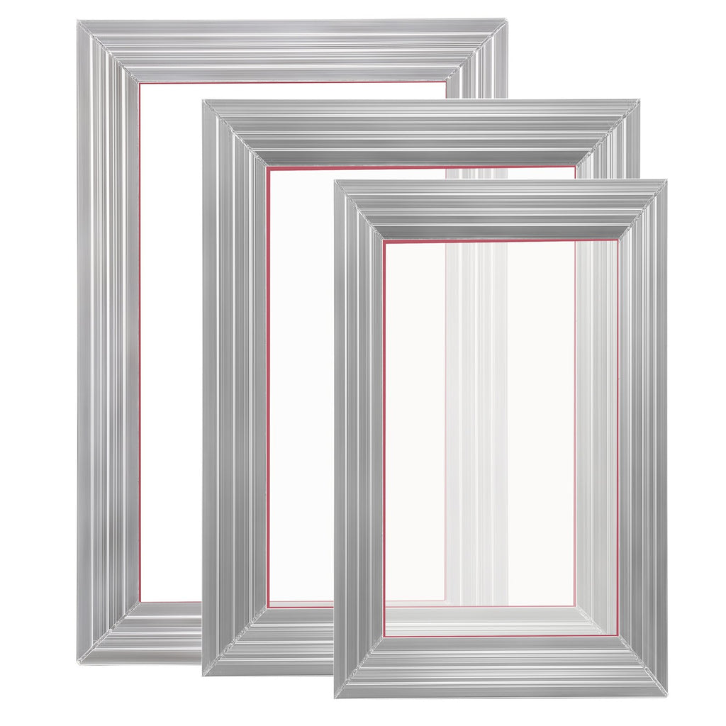 VEVOR Screen Printing Kit, 3 Pieces Aluminum Silk Screen Printing Frames 25x36/20x30/15x25 cm 110 Count Mesh, 5 Glitters and Screen Printing Squeegees and Transparency Films for T-shirts DIY