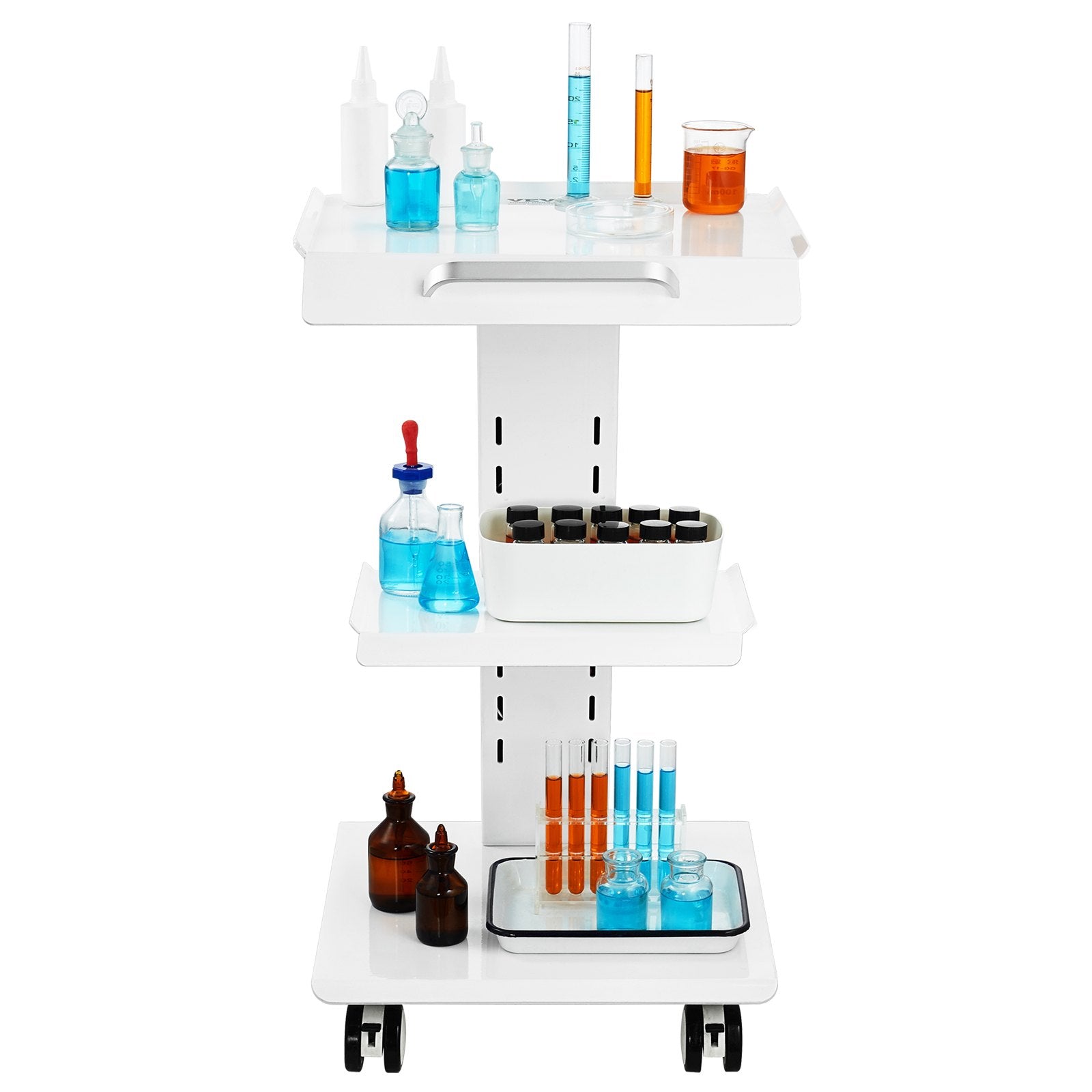 VEVOR Trolley Cart Dental Lab Mobile Rolling Serving Cart 3 Layers with Socket
