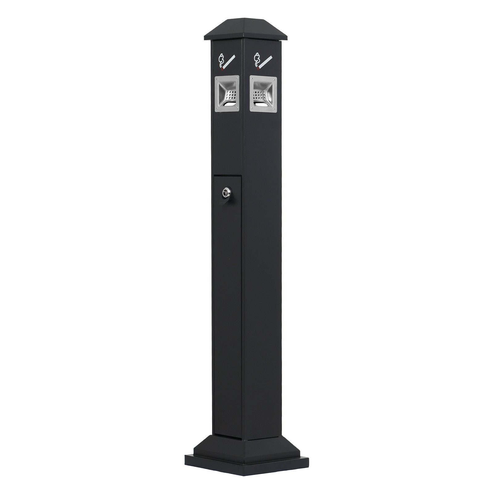 VEVOR Cigarette Butt Receptacle, Weatherproof Cigarette Butt Container with 4 Disposal Openings  & Top Cover, Freestanding Outdoor Cigarette Butt Disposal for Garden, Office, Restaurant, Hotel, Black