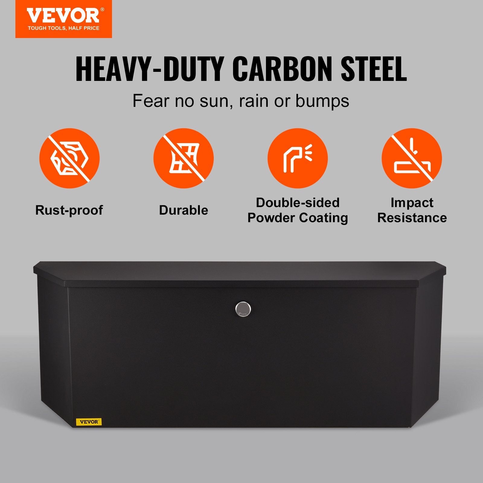 VEVOR Trailer Tongue Box, Carbon Steel Tongue Box Tool Chest, Heavy Duty Trailer Box Storage with Lock and Keys, Utility Trailer Tongue Tool Box for Pickup Truck Bed, RV Trailer, 91.44cmx30.48 cmx30.4