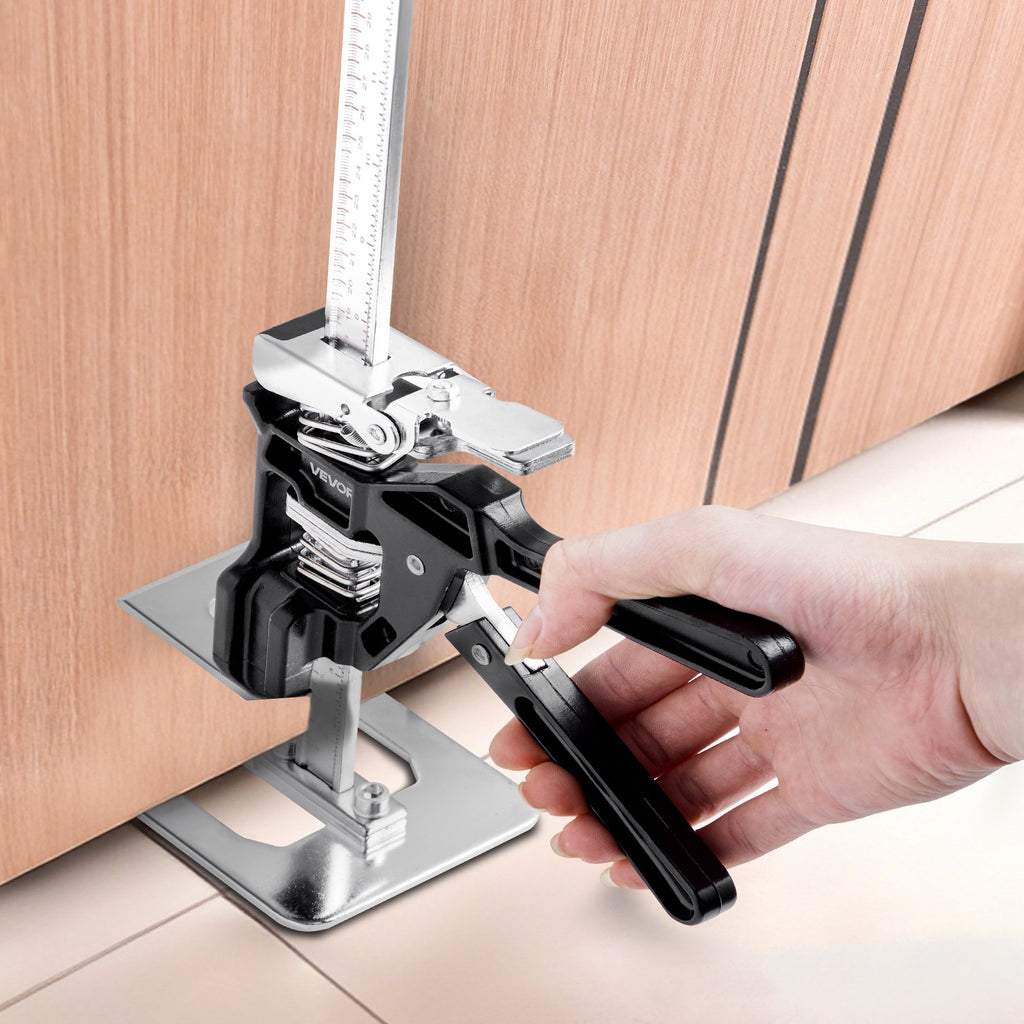 VEVOR Labor Saving Arm Jack, 2 PCS 200 kg Bearing Capacity, Lifting up to 235 mm, Metal Hand Lifting Jack Tool with Magnetic Level, 2 Adjustment Modes, for Door, Window, Furniture, Woodworking, Black