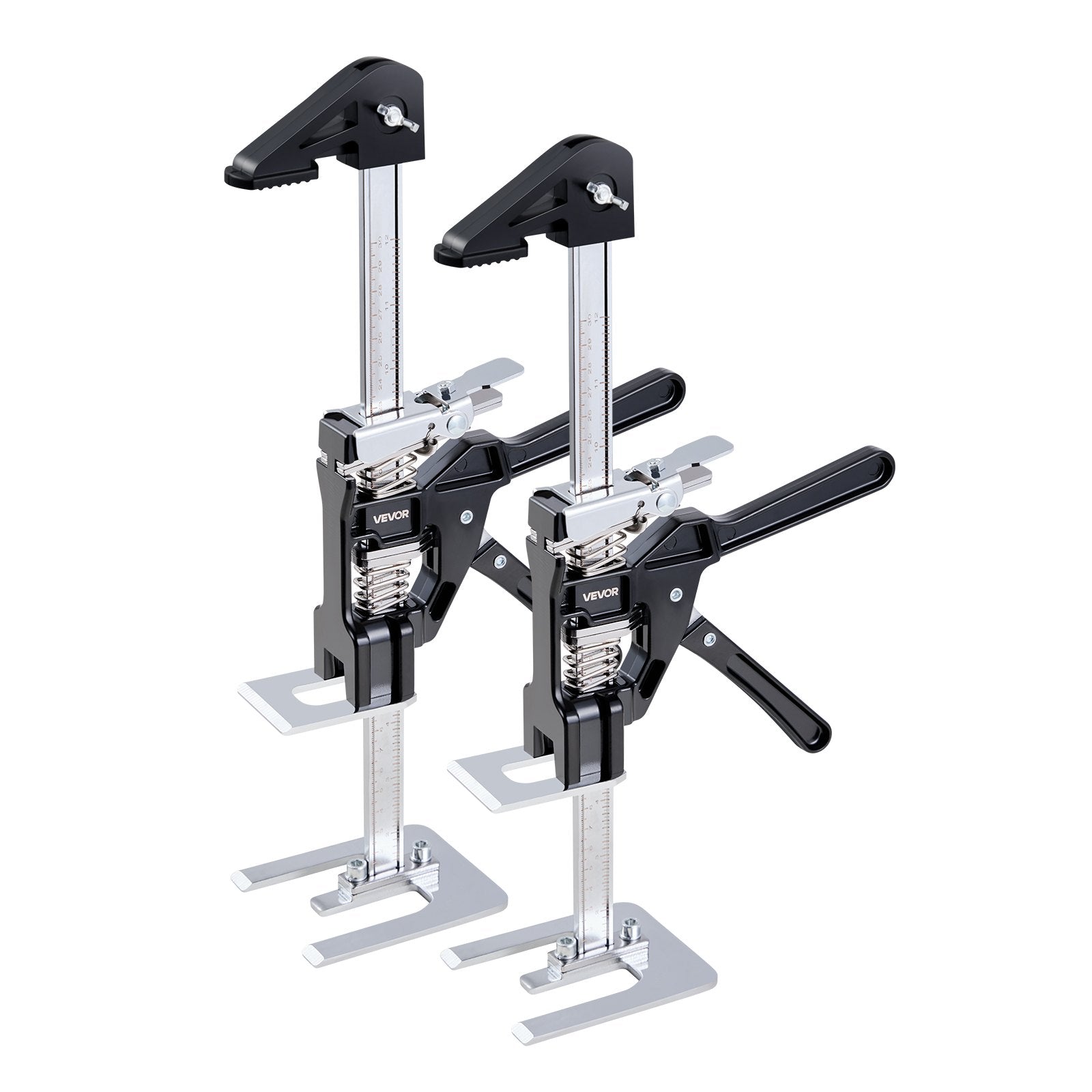 VEVOR Labor Saving Arm Jack, 2 PCS 200 kg Bearing Capacity, Lifting up to 235 mm, Metal Hand Lifting Jack Tool with Magnetic Level, 2 Adjustment Modes, for Door, Window, Furniture, Woodworking, Black