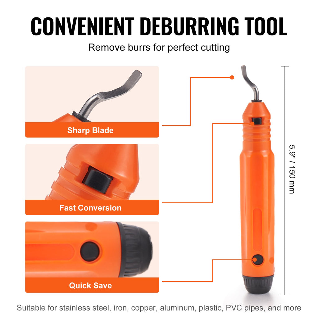 VEVOR 3PCS Tubing Cutter Set, 3/16"-2" O.D. Copper Pipe Cutter, 1/8"-7/8" O.D. Mini Tube Cutter and Deburring Tool, Heavy Duty Pipe Cutter Set for Copper, Aluminum, Stainless Steel, Plastic Pipes