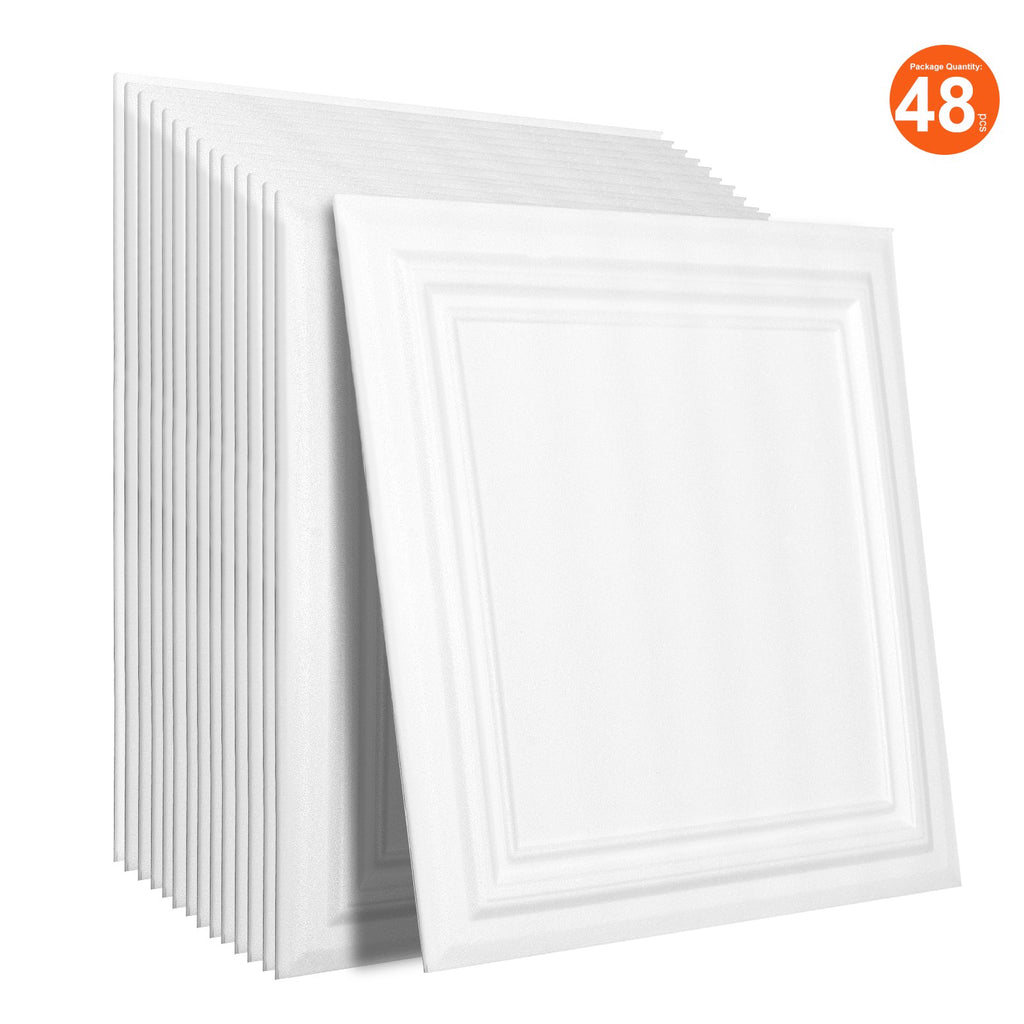 VEVOR Ceiling Tiles 48-Pack 20 x 20 in Polystyrene Easy Installation Glue-up
