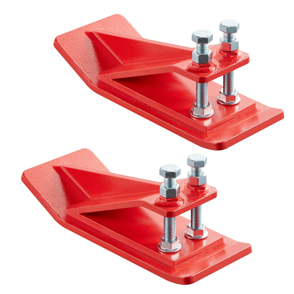 VEVOR Tractor Bucket Protector, 2PCS Heavy Duty Steel Bucket Edge Protectors, Edge Tamer Anti-Skid Device with Double Hexagon Lock Nuts and Bolts, for Snow, Leave Removal & Spreading Gravel (Red)