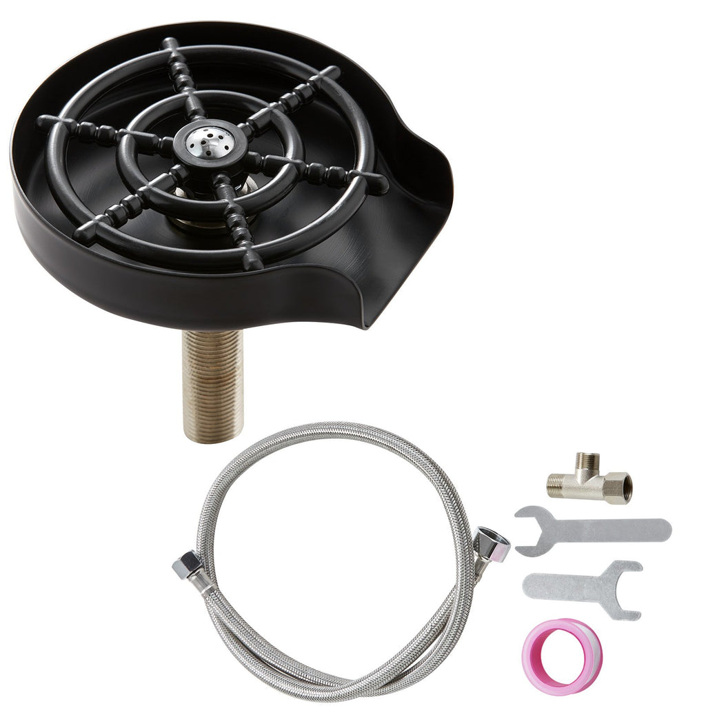 VEVOR Glass Rinser 10-Hole 360 Rotating Stainless Steel Washer ABS Cup Holder