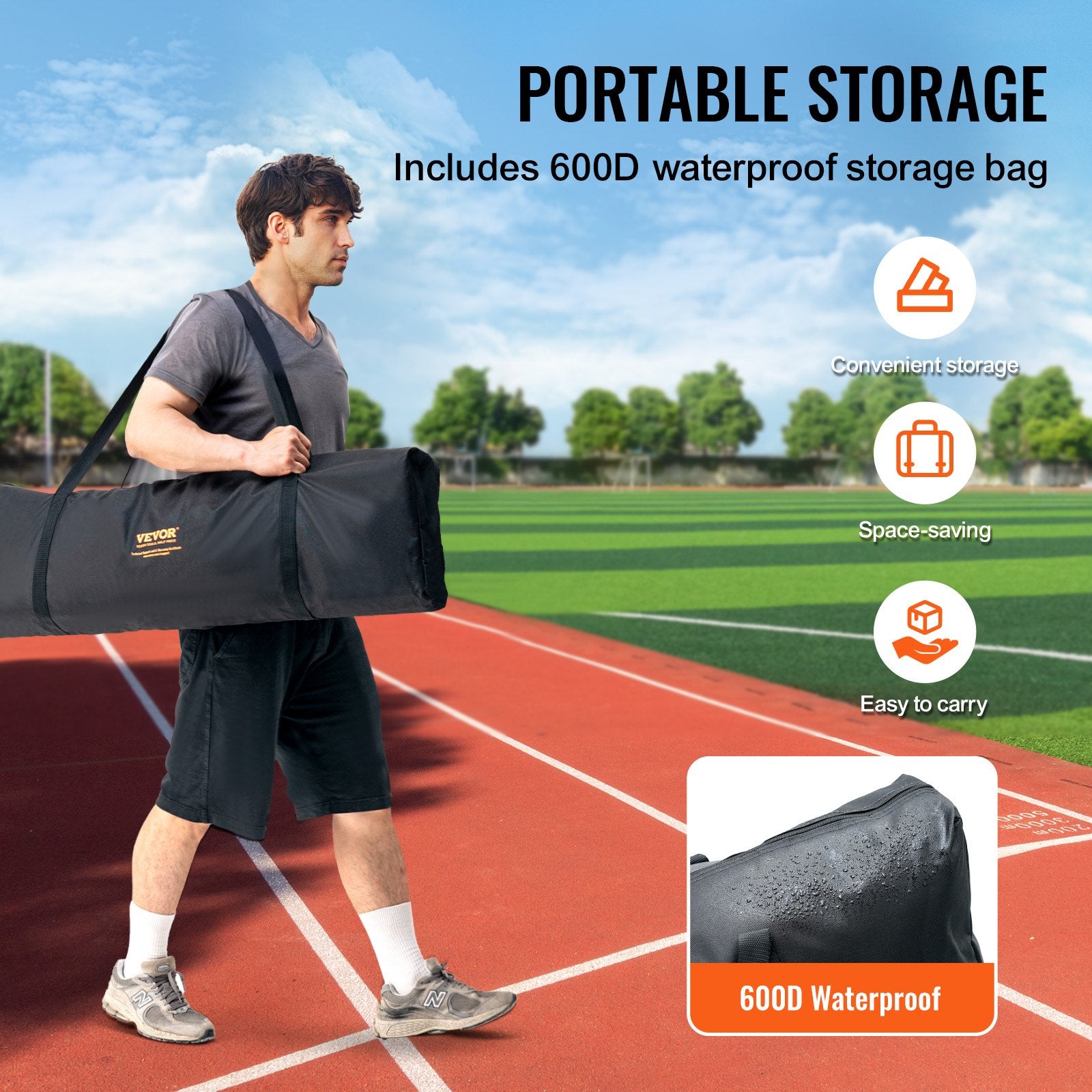 VEVOR I Screen Baseball for Batting Cage, 7x4 ft Baseball Softball Safety Screen, Body Protector Portable Batting Screen with Carry Bag & Ground Stakes, Heavy Duty Pitching Net for Pitchers Protection