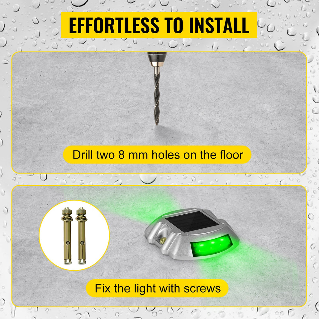 VEVOR 8-Pack Solar Driveway Light LED Road Markers Green for Garden Pathway
