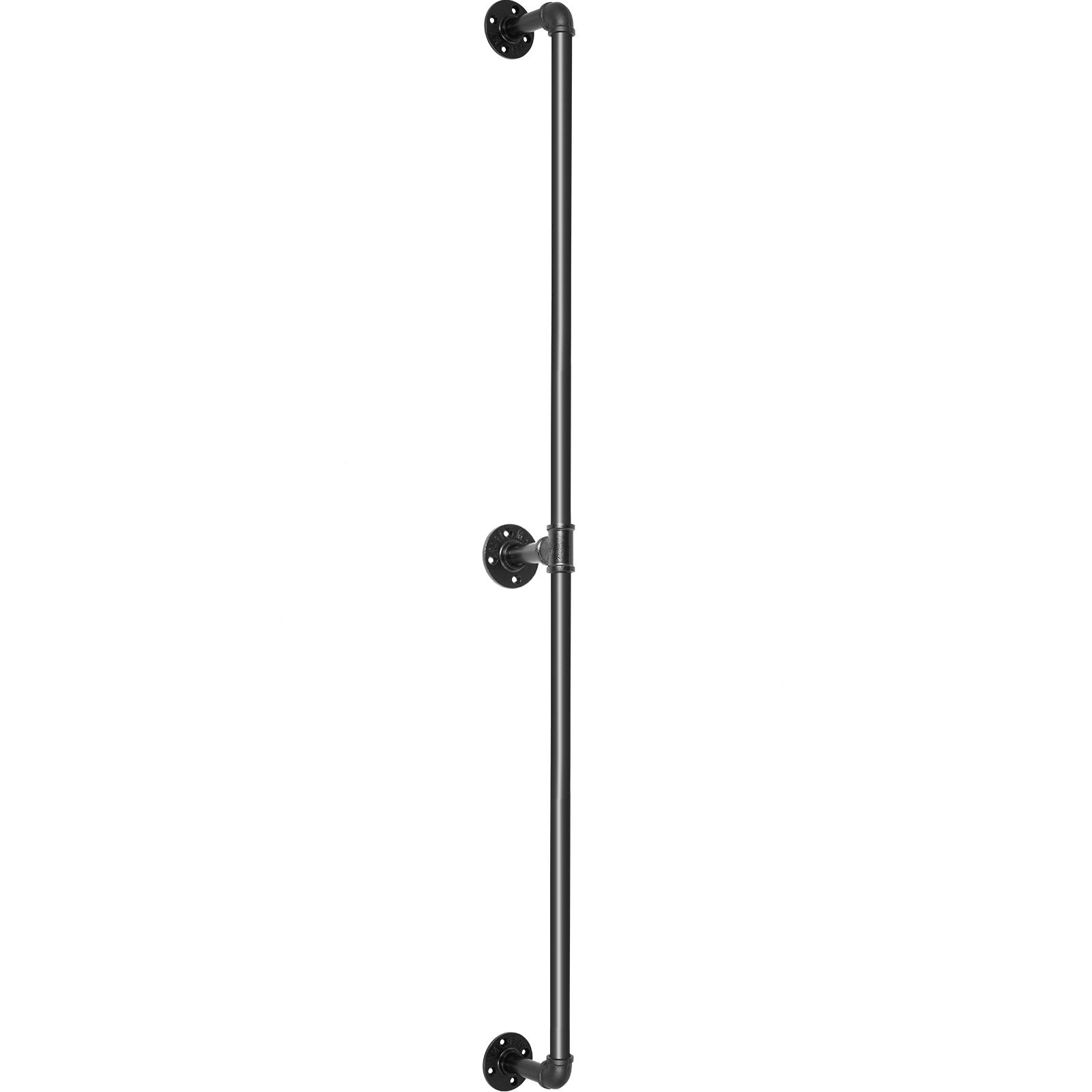 VEVOR Pipe Stair Handrail, 1.8m Staircase Handrail, 200KG Load Capacity Carbon Steel Pipe Handrail, Industrial Pipe Handrail with Wall Mount Support, Round Corner Wall Handrailings for Indoor, Outdoor