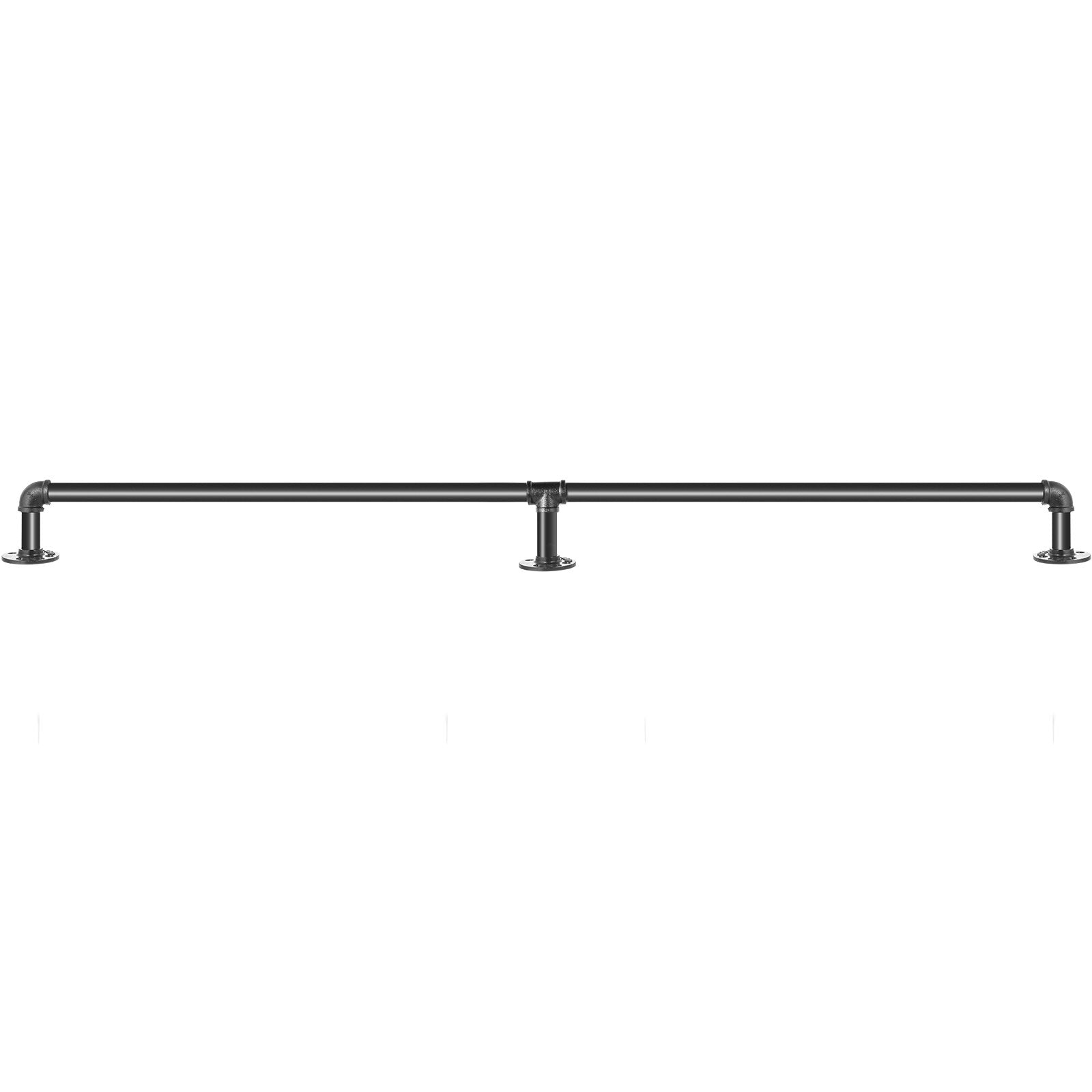 VEVOR Pipe Stair Handrail, 7FT Staircase Handrail, 440LBS Load Capacity Carbon Steel Pipe Handrail, Industrial Pipe Handrail with Wall Mount Support, Round Corner Wall Handrailings for Indoor, Outdoor