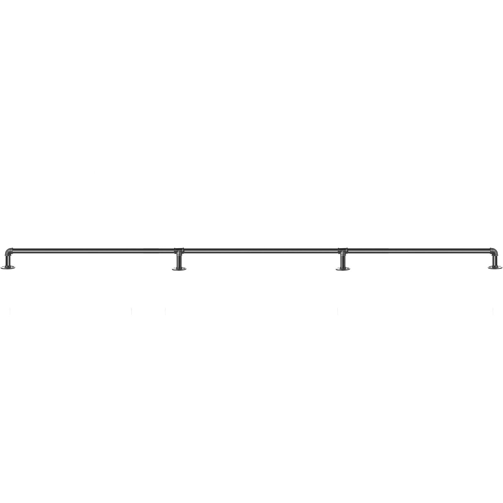 VEVOR Pipe Stair Handrail, 9FT Staircase Handrail, 440LBS Load Capacity Carbon Steel Pipe Handrail, Industrial Pipe Handrail with Wall Mount Support, Round Corner Wall Handrailings for Indoor, Outdoor