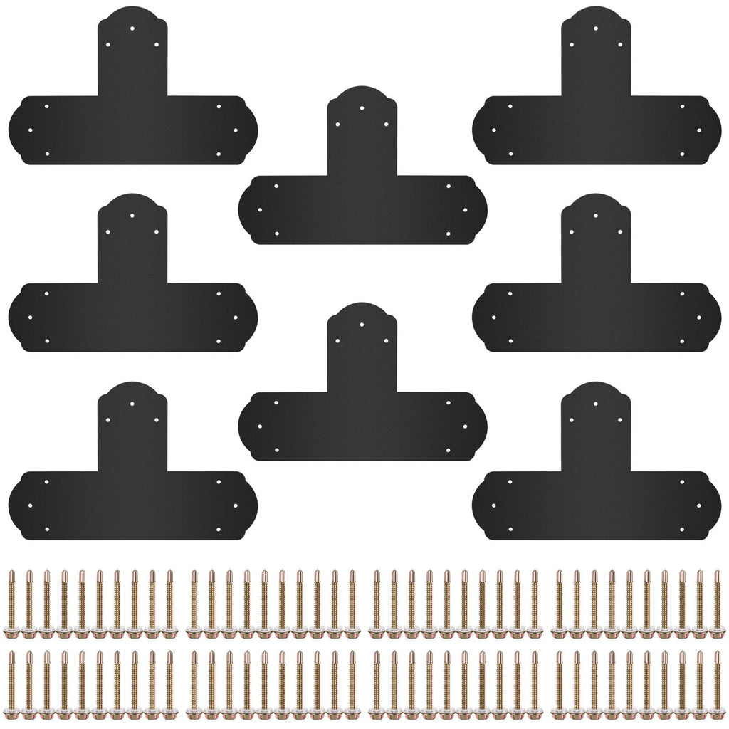 VEVOR Black T Mending Plate T-shape 8 PCs 6" Flat Connector Post to Beam Bracket