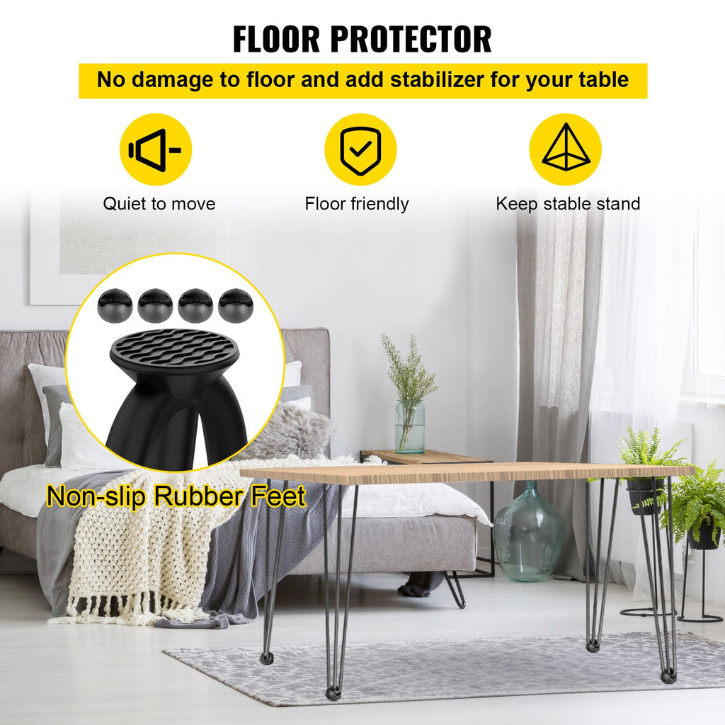 VEVOR Hairpin Table Legs 28 inch, Set of 4 DIY Desk Table Legs 3 Rods Heavy Duty