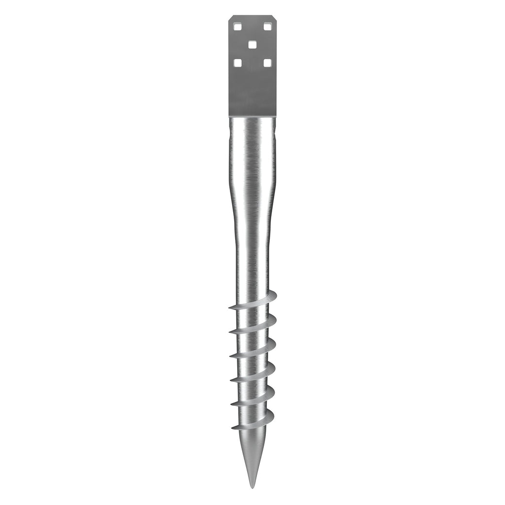 VEVOR No Dig Ground Anchor, 1 Pack 10 x 7 x 70 cm DIY Screw in Post Stake, Includes 6 Lag Bolts & a Rebar, U-Shape Heavy Duty Steel Post Holder, Great for Mailbox Posts and Fence Posts