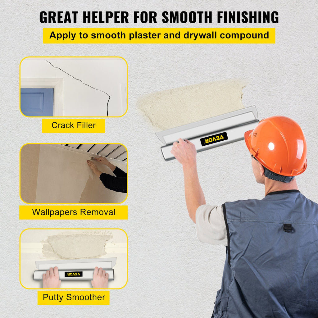 VEVOR Drywall Skimming Blade Putty Knife 24inch Finishing Tool Stainless Steel