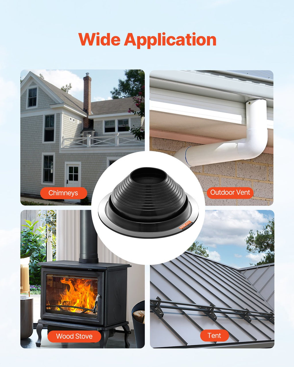VEVOR 2 Pcs Metal Roof Pipe Flashing Boots Fit 150-280 mm Pipe High Temp EDPM