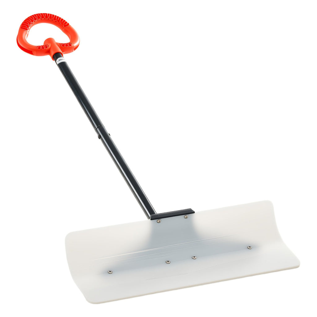 VEVOR Snow Pusher Shovel, 61 cm Wide Outdoor Snowplow Shovel with Ergonomic Grip, HDPE Plastic Blade, Winter Shovels with Segmented Handle, Portable Snow Removal Tool for Driveway Garden Camping