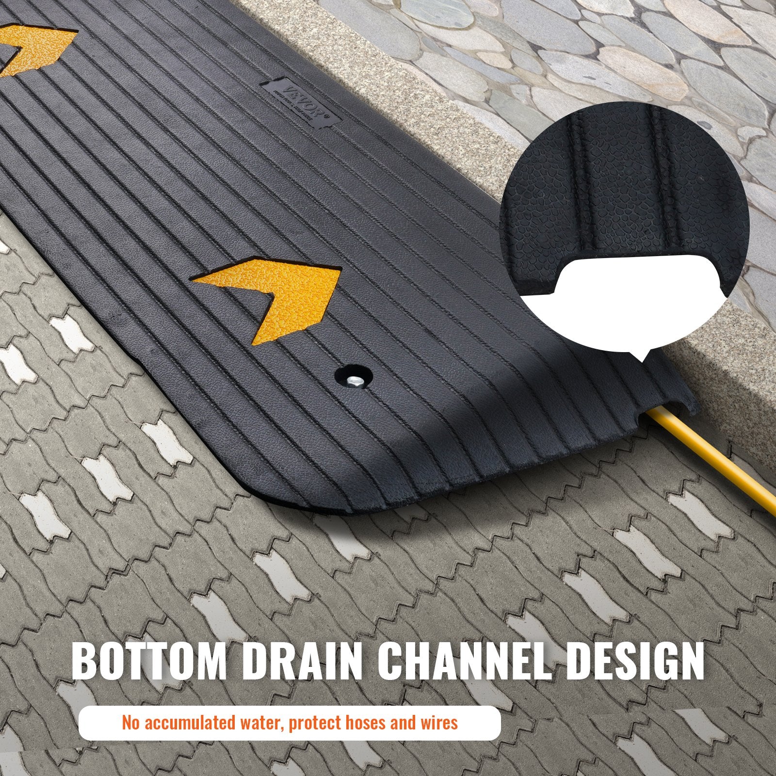 VEVOR Rubber Threshold Ramp, 5 cm Rise Threshold Ramp Doorway, Recycled Rubber Power Threshold Ramp Rated 15 tons Load Capacity, Non-Slip Surface Rubber Solid Threshold Ramp for Wheelchair and Scooter