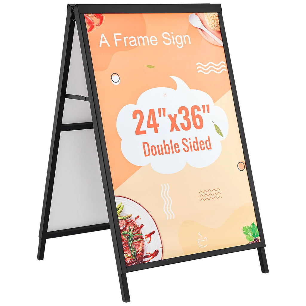 VEVOR A Frame Sidewalk Sign, 61x91cm Heavy Duty Slide-in Signboard Holder, Double-Sided Folding Sandwich Board Signs, Steel Pavement Sign Poster for Outdoor Business Street Advertising (Frame only)