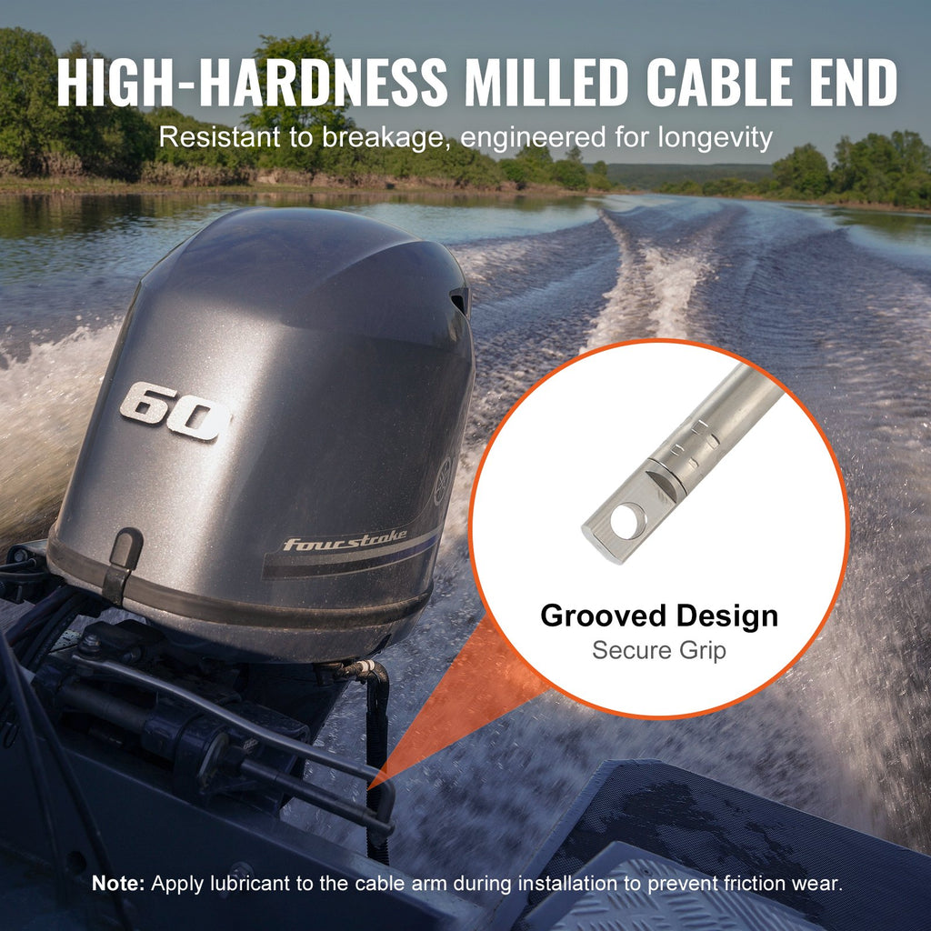 VEVOR Boat Steering Cable, 17 Feet Outboard Marine Rotary Steering Cable, 1/2 Ton High Tensile Strength, Steel Steering Wheel Cable Compatible with Most Single-Station Outboard Steering Systems