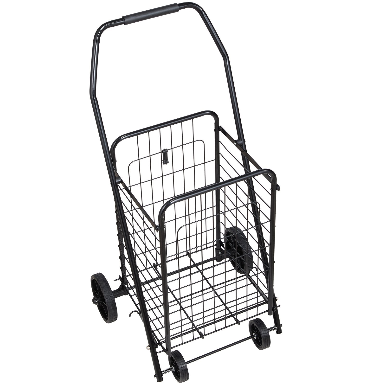 VEVOR Shopping Cart, Folding Grocery Utility Cart with Swivel Wheels, 40.8 kg Large Load Capacity, Heavy Duty Rolling Laundry Basket Butler for Laundry, Shopping, Camping, Grocery, Luggage, Black