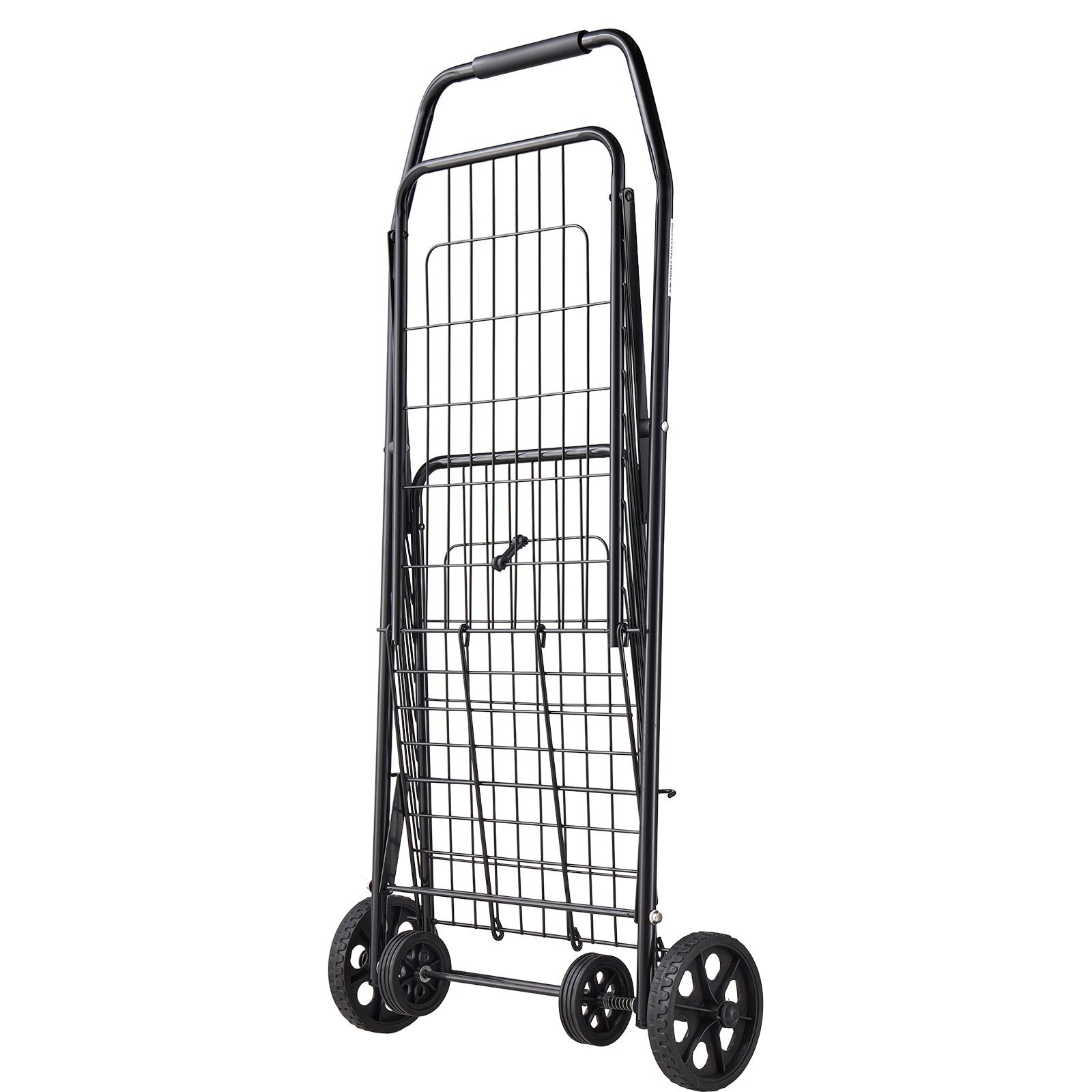 VEVOR Shopping Cart, Folding Grocery Utility Cart with Swivel Wheels, 40.8 kg Large Load Capacity, Heavy Duty Rolling Laundry Basket Butler for Laundry, Shopping, Camping, Grocery, Luggage, Black
