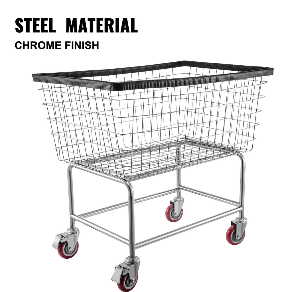 VEVOR Wire Laundry Cart Wire Laundry Basket 4.5 Bushel Heavy Duty w/ 5'' Wheels