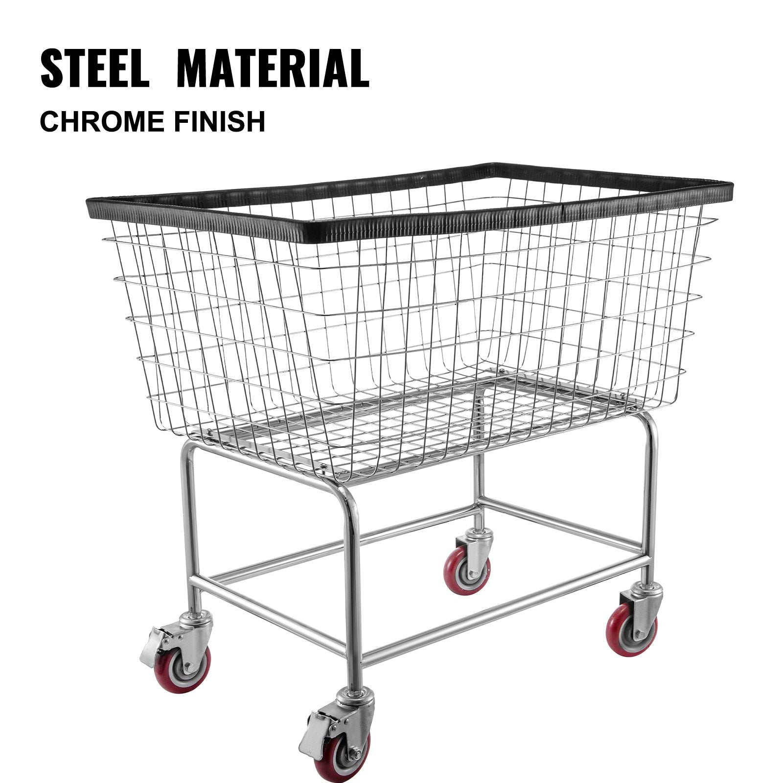 VEVOR Wire Laundry Cart Wire Laundry Basket 4.5 Bushel Heavy Duty w/ 5'' Wheels