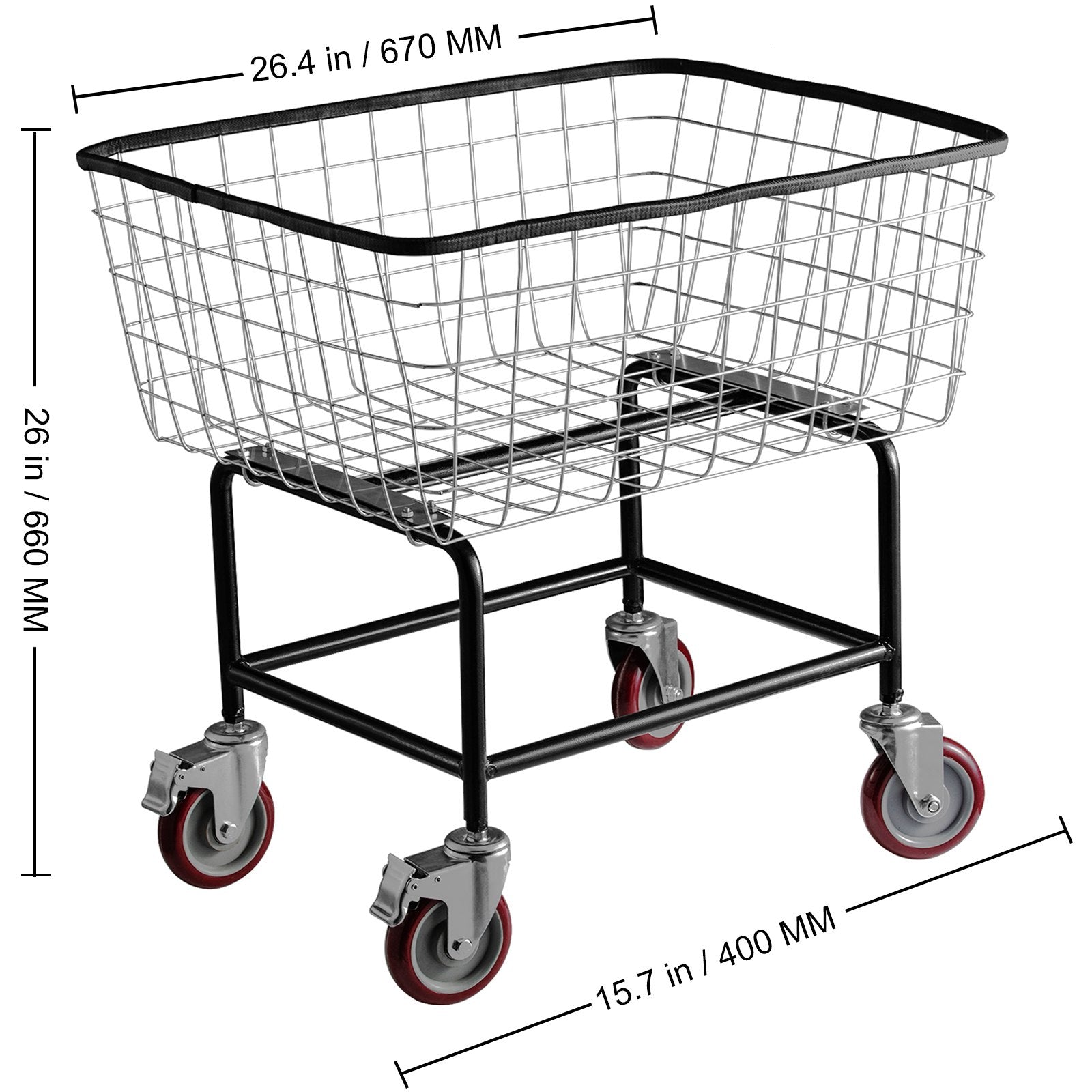 VEVOR Wire Laundry Cart Wire Laundry Basket 4.5 Bushel Heavy Duty w/ 5'' Wheels
