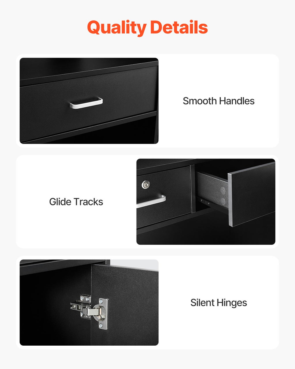 VEVOR Reception Desk, 1200 x 480 x 1100 mm Rectangular Front Counter Table, Office Reception Counter with Lockable Drawer and Storage Cabinet, for Checkout, Lobby, Beauty Salon and Office, Black
