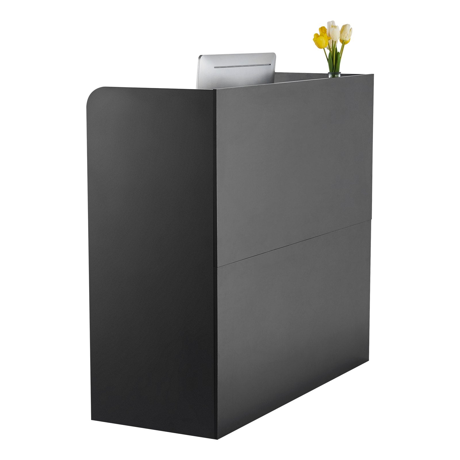 VEVOR Reception Desk, 1200 x 480 x 1100 mm Rectangular Front Counter Table, Office Reception Counter with Lockable Drawer and Storage Cabinet, for Checkout, Lobby, Beauty Salon and Office, Black