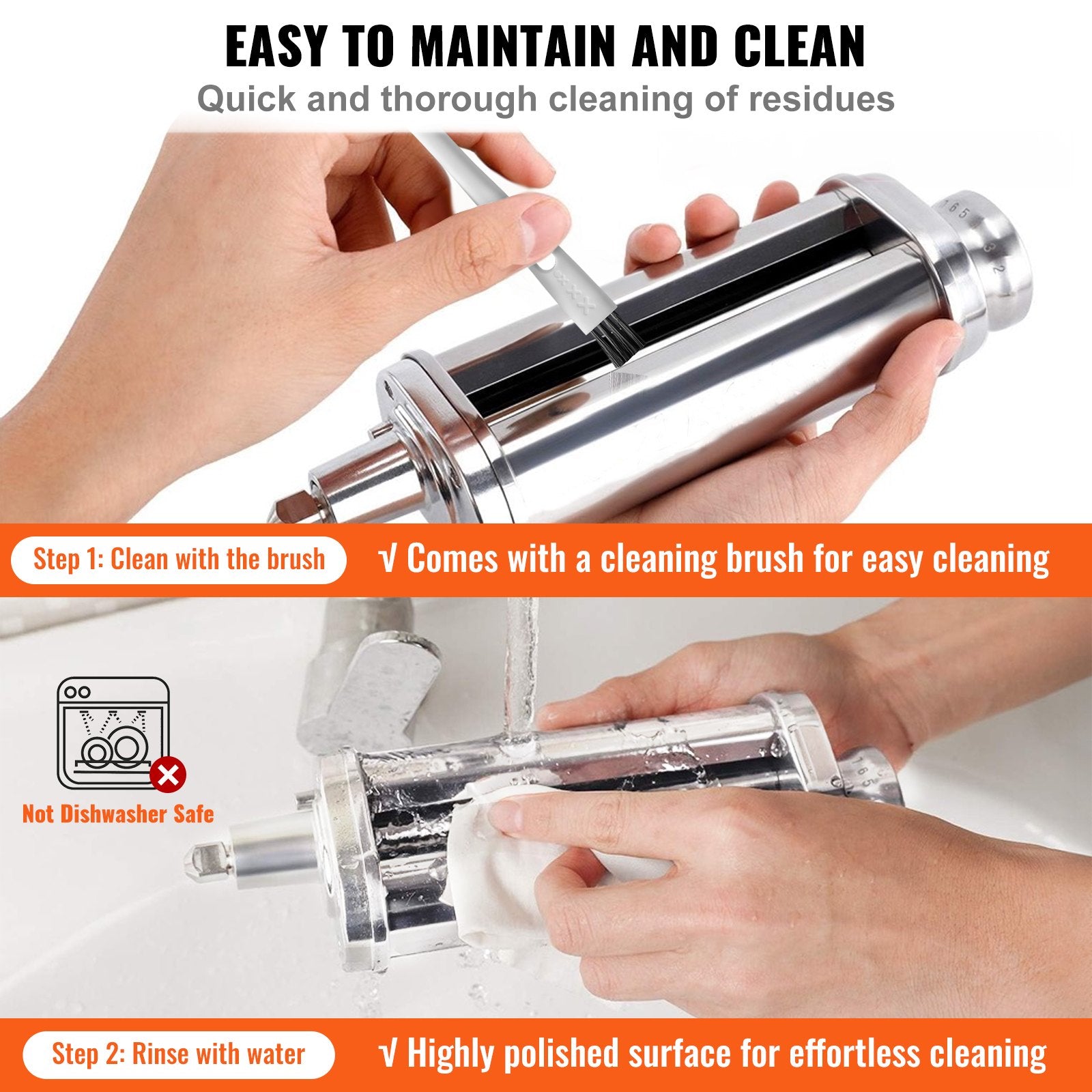 VEVOR 3Pcs Pasta Attachment for KitchenAid Stand Mixer Pasta Roller Cutter Set
