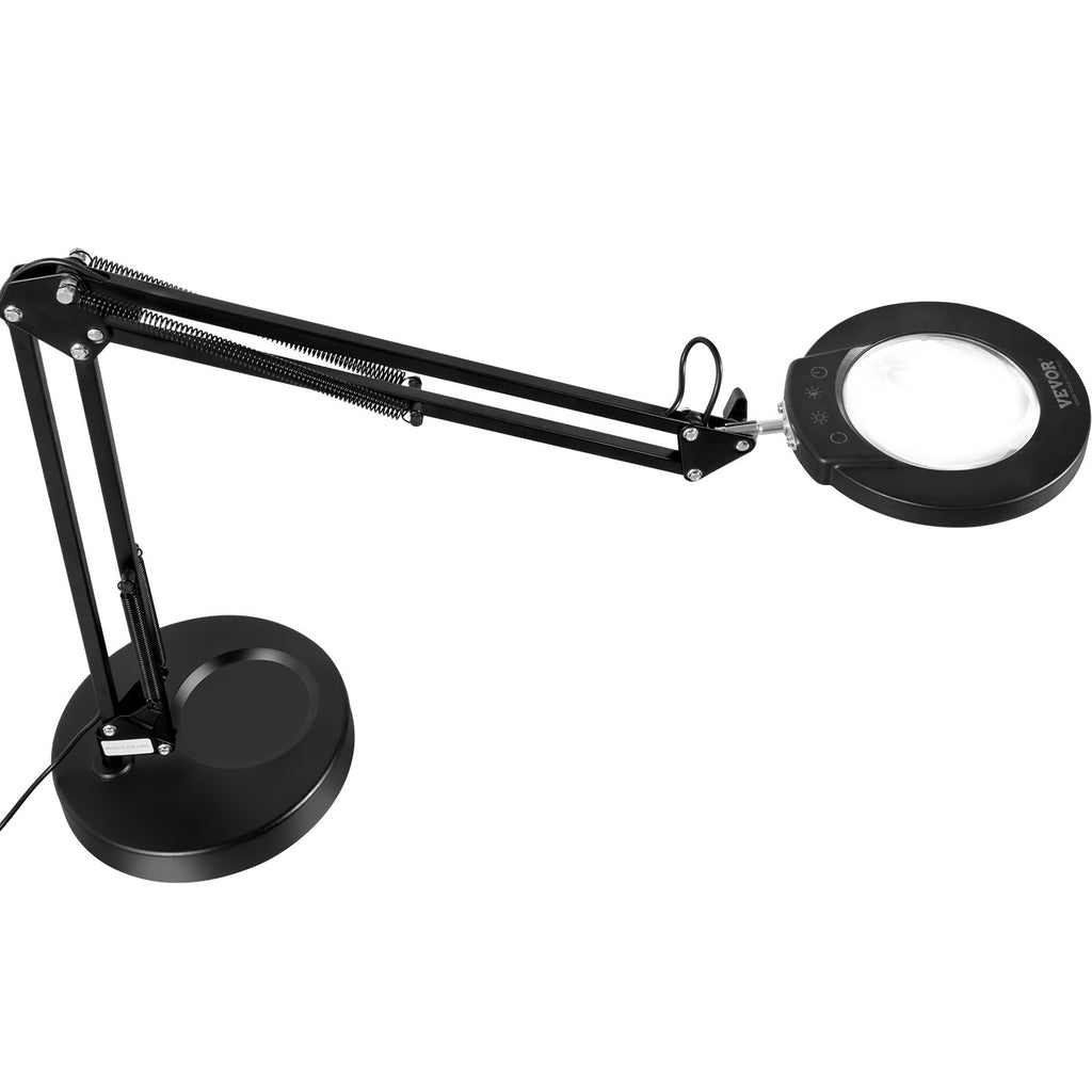VEVOR Magnifying Glass with Light and Stand, 5X Magnifying Lamp, 4.3" Glass Lens, Base and Clamp 2-in-1 Desk Magnifier with Light, 64 LED Lights 5 Color Modes, for Close Work Reading Repair Crafts