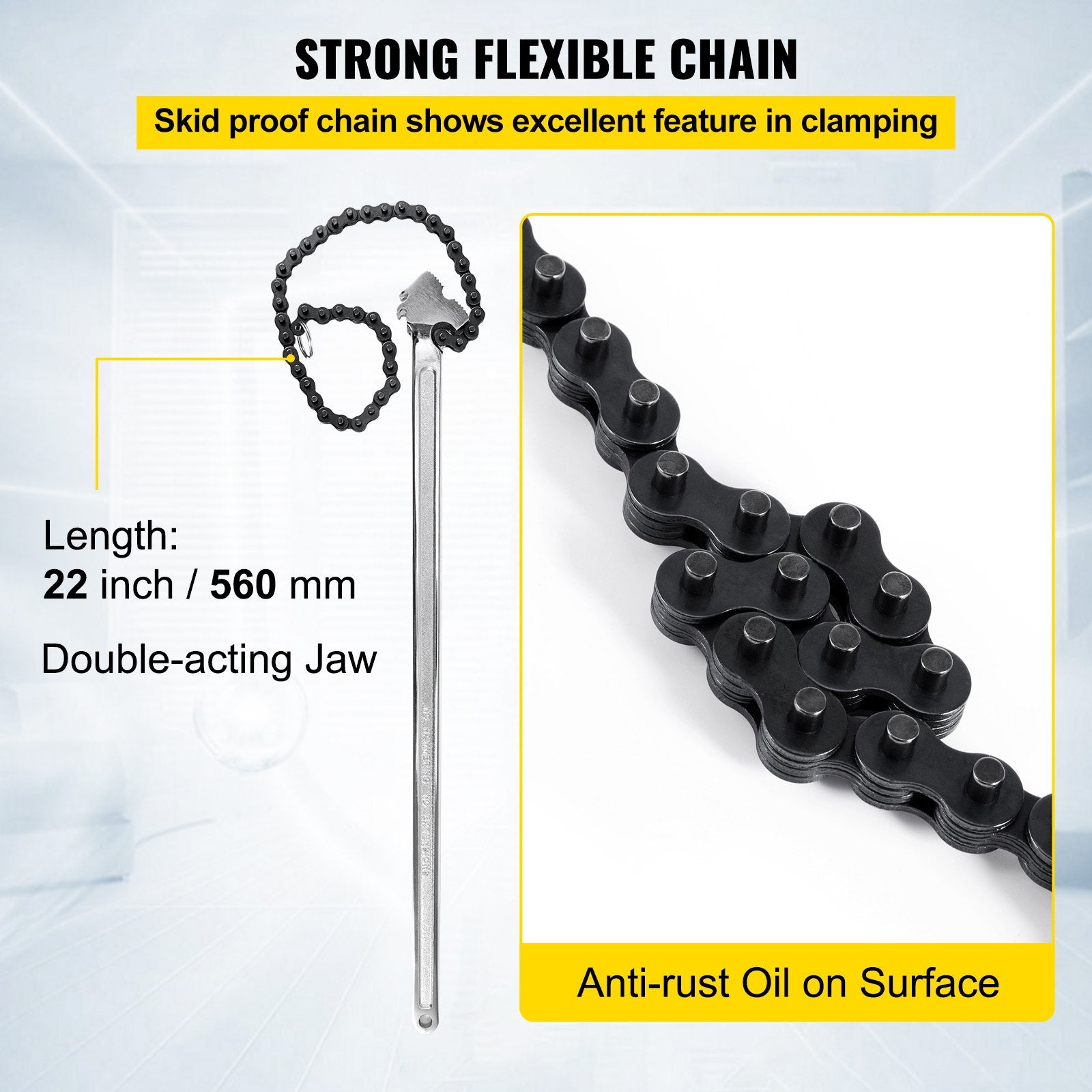 VEVOR 24 Inch Pipe Chain Wrench Heavy Duty 6.7 Inch Chain Wrench