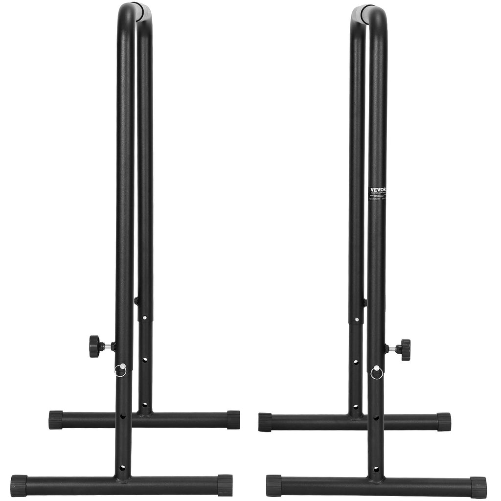 VEVOR Dip Bars, 200 kg Capacity, Heave Duty Dip Stand Station with Adjustable Height, Fitness Workout Dip Bar Station Stabilizer Parallette Push Up Stand, Parallel Bars for Strength Training Home Gym